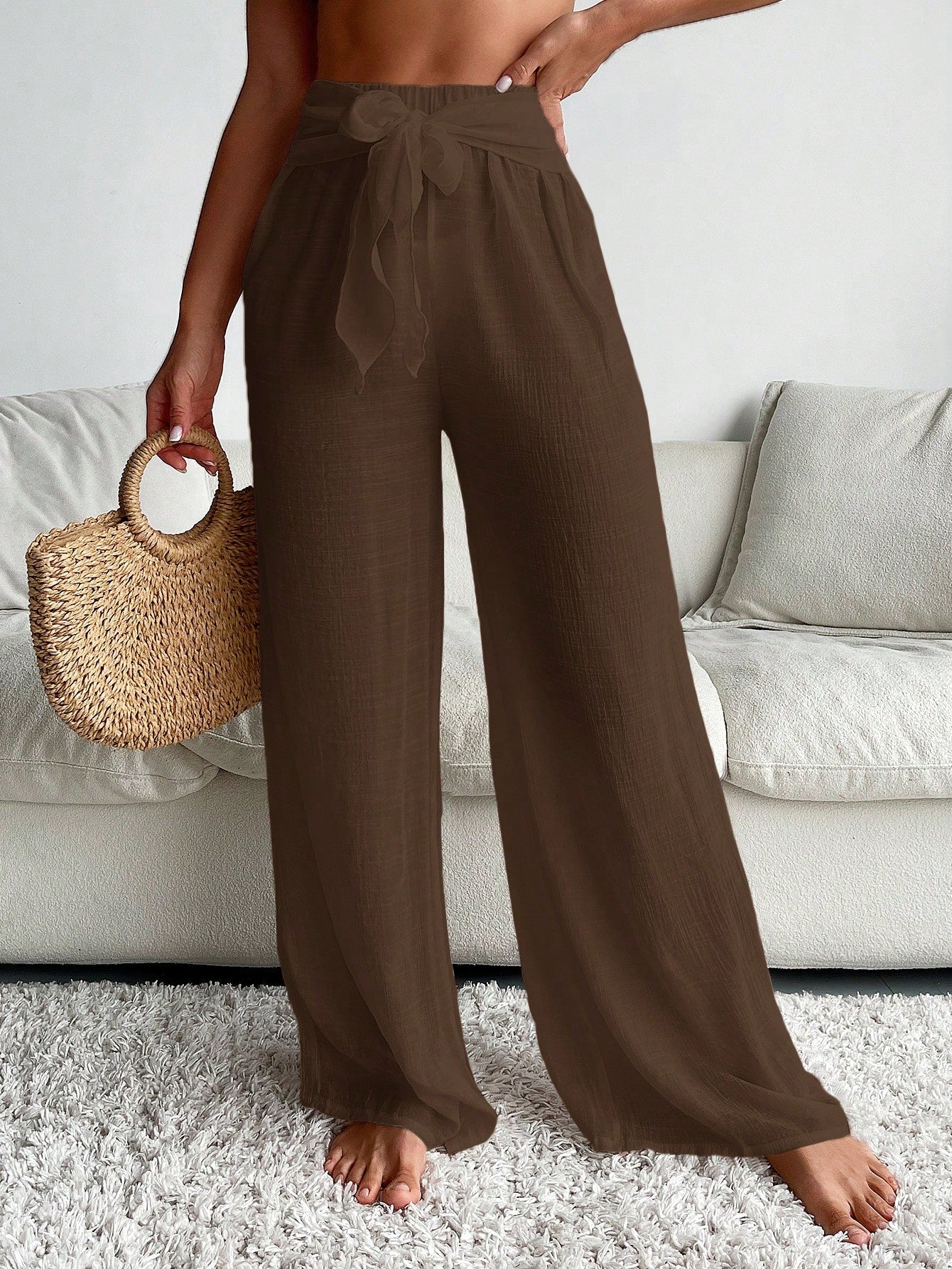 Saída de Praia Calça Feminina com Laço