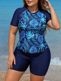 Maiô Tankini Plus Size Feminino Blusa e Bermuda