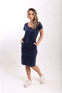 Calça Feminina Pantalona Marmorizada M/Malha Marinho