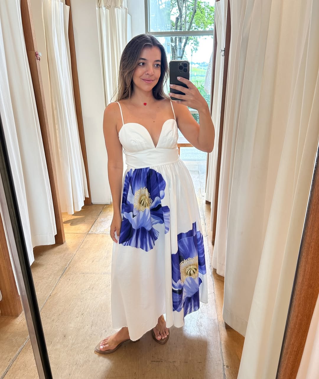 Vestido Longo Flor Azul