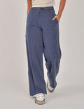 Calça Feminina Pantalona Estonada M/Malha Azul Jeans