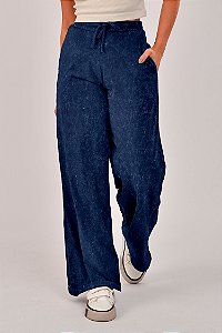 Calça Feminina Pantalona Marmorizada M/Malha Preta