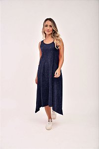 Calça Feminina Pantalona Marmorizada M/Malha Marinho